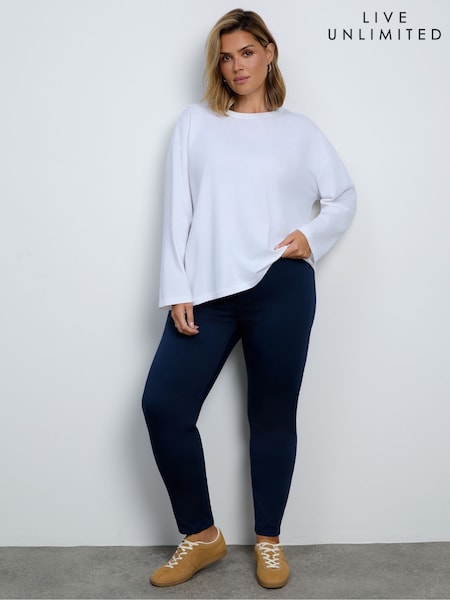 לבן - Live Unlimited Cotton Round Neck Top