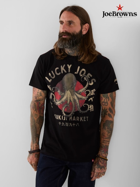 Black - Regular Joe Browns Lucky Joes Octopus T-shirt