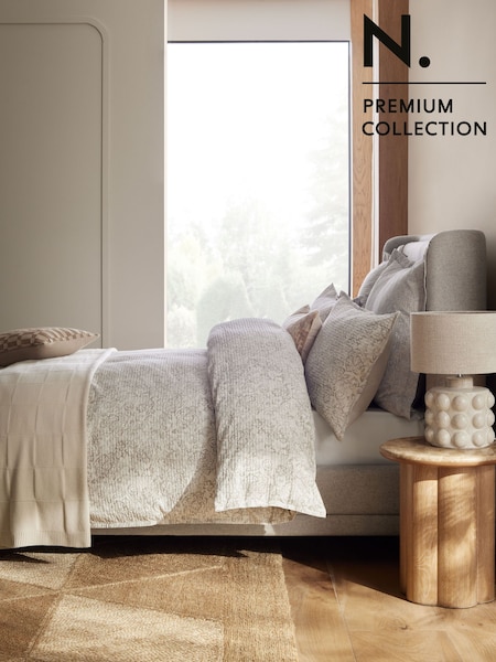 Natural N. Premium 300 Thread Count Textured Floral 100% Cotton Duvet Cover and Pillowcase Set (E34214) | €86 - €126