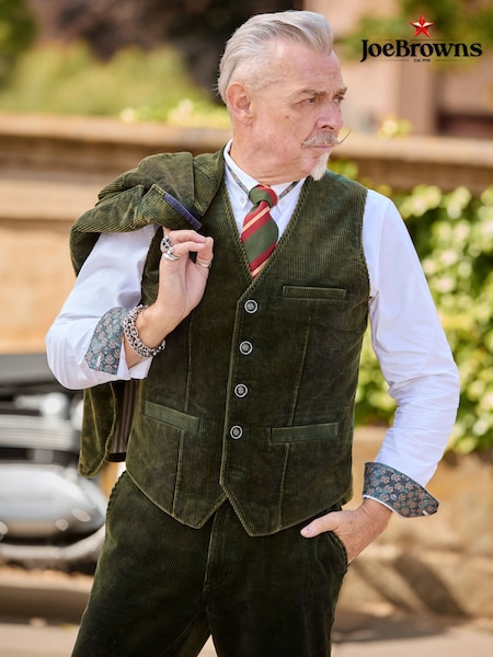 Green - Regular Joe Browns Fabulous Washed Cord Waistcoat