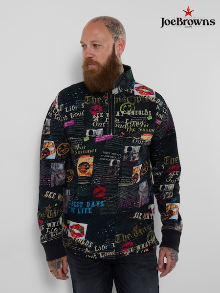 Μαύρο - Regular Joe Browns Best Days Printed Funnel Sweat Top