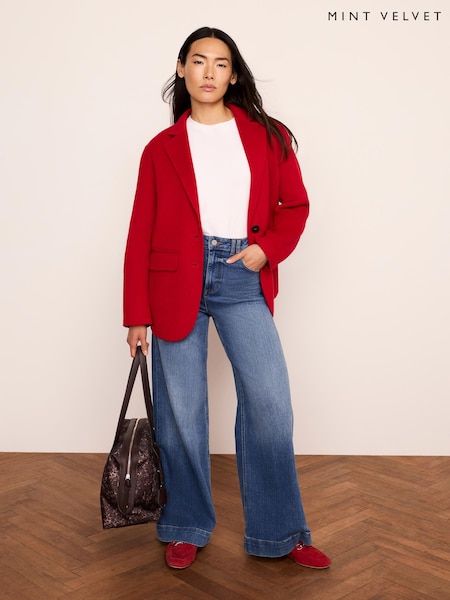 Red - Mint Velvet Single Breasted Hand Finished Blazer