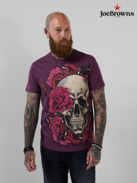 Purple - Regular Joe Browns Venom Bloom Skull T-shirt