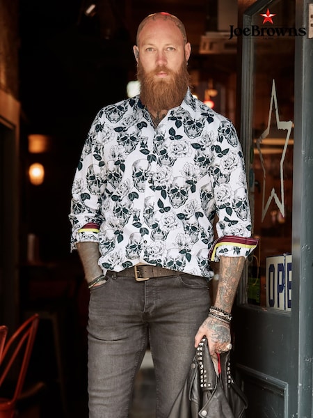 Black - Regular Joe Browns Monochrome Skull Print Shirt