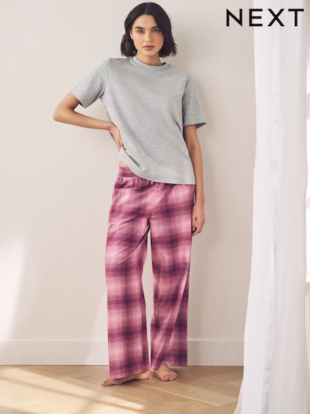 Pink Check Soft Pyjama Bottoms with Wool (E34386) | R$ 210