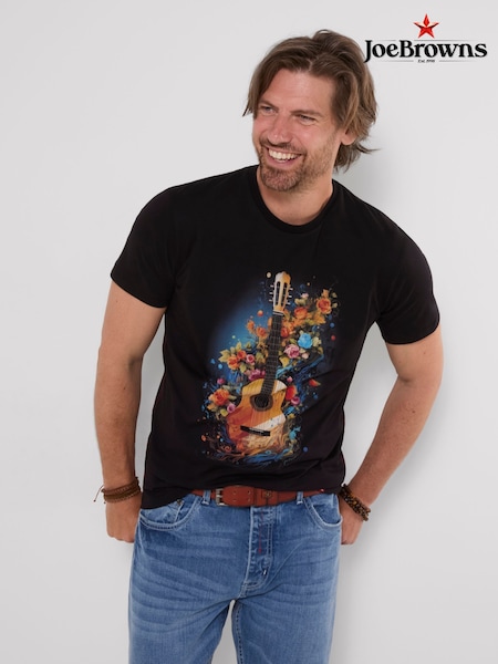 Black - Regular Joe Browns Floral Guitar T-shirt