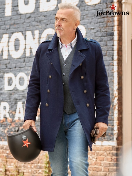 Blue - Regular Joe Browns Fortress Double Breasted Coat