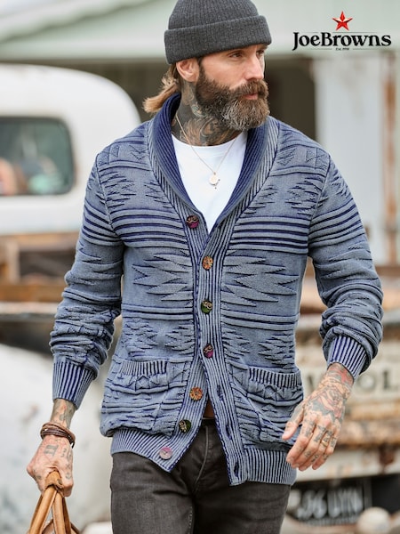 Blue - Regular Joe Browns Indigo Acid Washed Cardigan