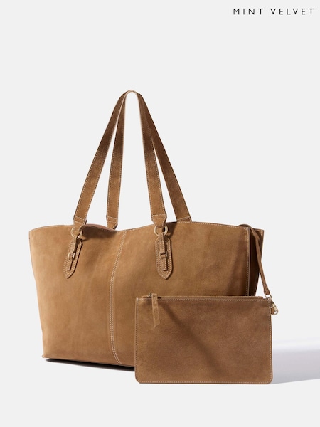 Brown - Mint Velvet Billie Suede Tote Bag