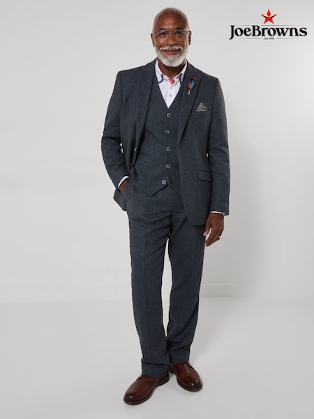 Blue - Regular Joe Browns Charming Herringbone Trousers