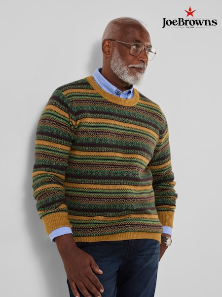 Yellow - Regular Joe Browns Fantastic Fairisle Crew Neck Jumper