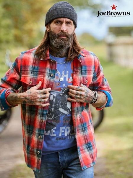 Red - Regular Joe Browns Wayfarer Waffle Check Shirt