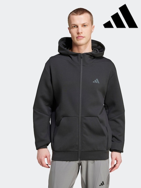 adidas Black Designed for Training Full-Zip Track Hoodie (E34697) | R$ 690