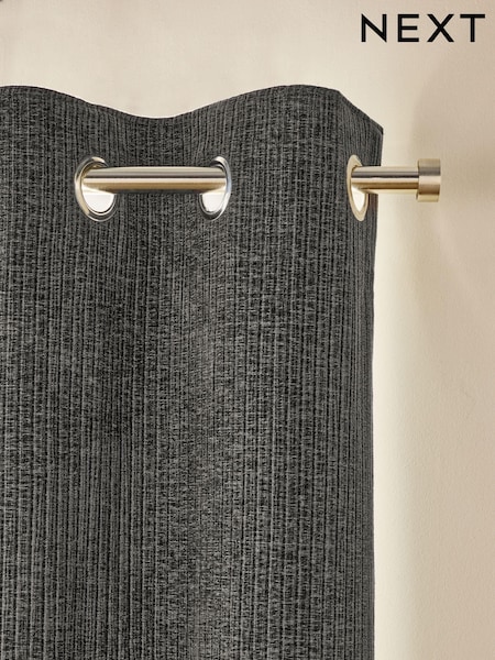Charcoal Grey Chunky Cord Eyelet Lined Curtains (E34799) | 368 QAR - 784 QAR