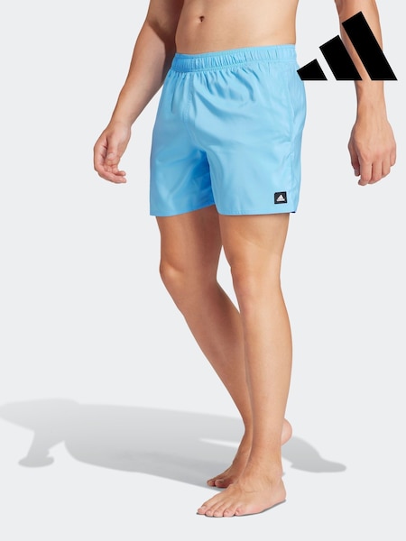 adidas Blue Solid CLX Classic-Length Swim Shorts (E34812) | AED73