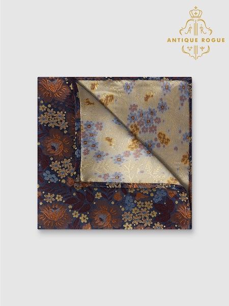 Green - Regular Antique Rogue Rust Winter Floral Pocket Square