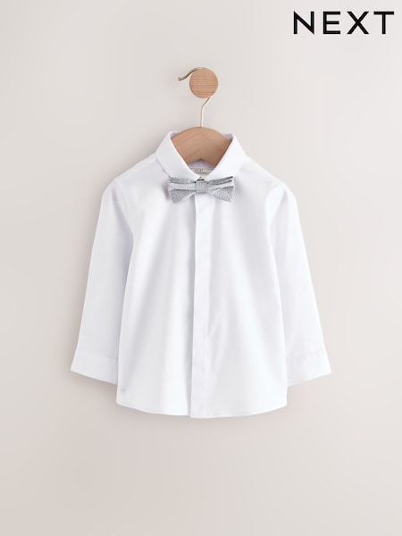 White Long Sleeve Shirt and Bowtie Set (3mths-7yrs) (E35116) | €18 - €21