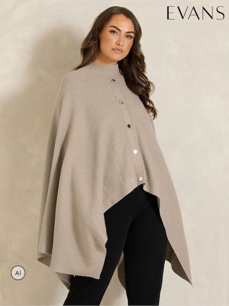 Natural - Evans Ribbed Button Detail Coverup