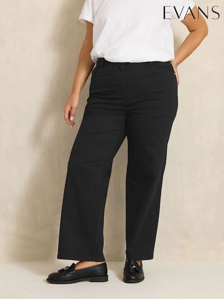 Black - Evans Premium Wide Leg Jeans