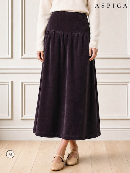 Purple - Aspiga Dropped Waist Baby Cord Skirt