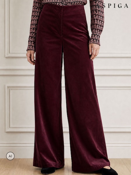 Purple - Aspiga Wide Leg Chunky Corduroy Trousers