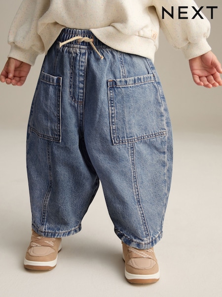 Mid Blue Denim Barrel 100% Cotton Jeans (3mths-7yrs) (E35251) | $19 - $22