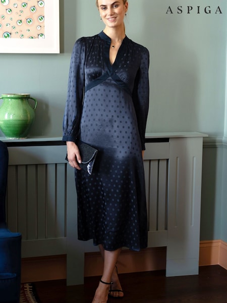 Azul - Aspiga Satin Jacquard Spot Dress