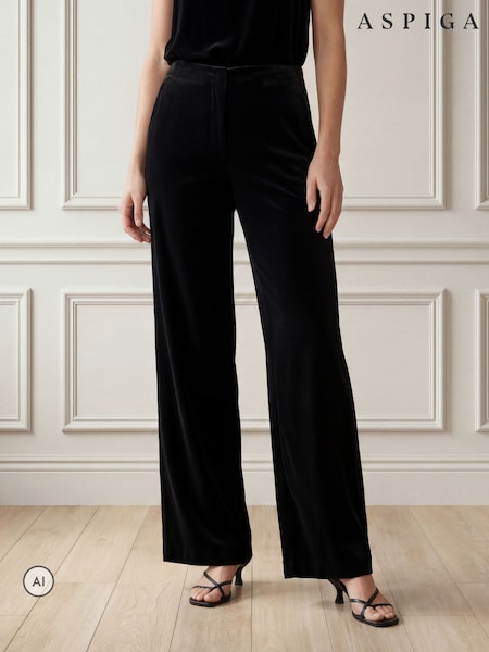 Black - Aspiga Palazzo Velvet Trousers
