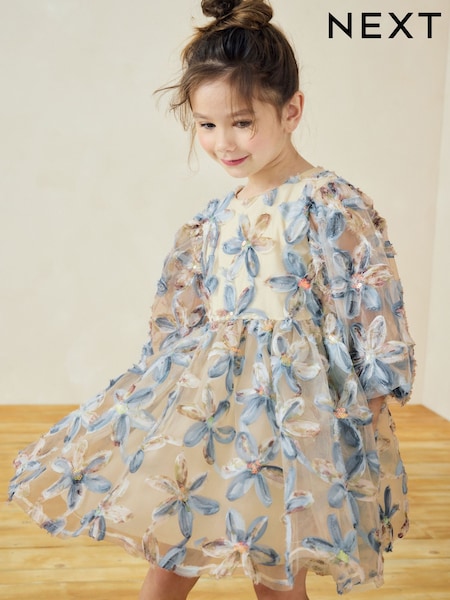 أزرق - Embellished Puff Sleeve Dress (3-16yrs) (E35482) | ‏203 د.إ.‏ - ‏ 234‏ د.إ.
