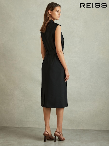 Reiss Black Kimora Petite Wool Blend Double Breasted Midi Dress (E35492) | €331