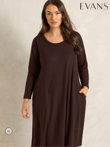 Brown - Evans Pocket Detail Dress