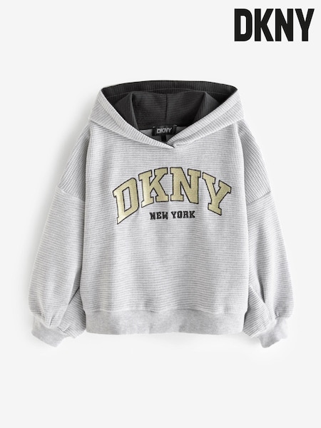 Dkny Oversized Grey Waffle Hoodie With Metalic Logo (E35545) | ‏564 ر.س.‏ - ‏597 ر.س.‏