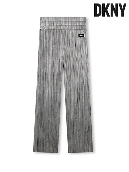 DKNY Silver Wide Leg Metalic Plisse Trousers (E35550) | €49 - €56