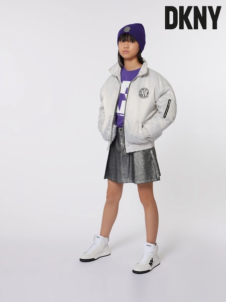 DKNY Silver Glitter Mini Pleated Skirt (E35553) | €99 - €113