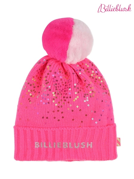 rožnata - Billieblush Glitter Pom Pom Logo Beanie Hat (E35564) | € 19