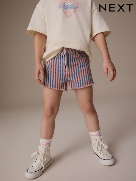 Pink/Blue Regular Length Frayed Edge Denim Shorts (3-16yrs) (E35571) | R$ 100 - R$ 145