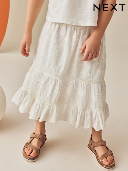 Ecru - Boho Tiered Skirt (3-16yrs) (E35616) | 164 LEI - 201 LEI