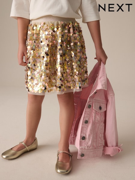 Gold Sequin Skirt (3-16yrs) (E35618) | 119 QAR - 144 QAR