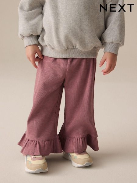 وردي - Textured Frill Hem Wide Trousers (3mths-7yrs) (E35621) | ‏25 د.إ.‏ - ‏ 32‏ د.إ.