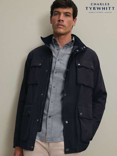 Blå - Regular Charles Tyrwhitt Navy Waxed Jacket