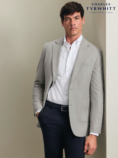 Silver Grey - Regular Charles Tyrwhitt Wool Silk Slim Fit Jacket