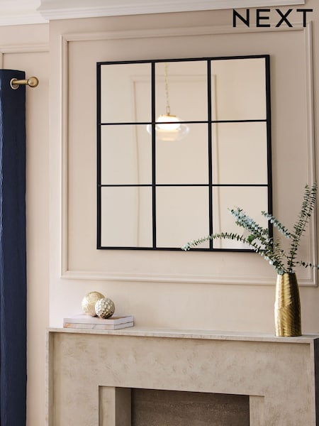 Black Metal Window Square Wall Mirror (E35709) | €159