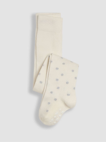 JoJo Maman Bébé White Cotton Rich Patterned Tights (E35725) | €15