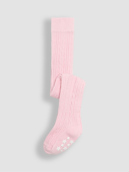 JoJo Maman Bébé Pale Pink Cable Ribbed Tights (E35730) | €15