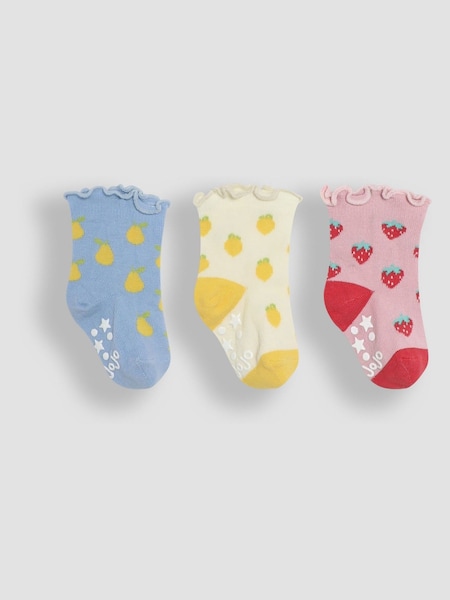JoJo Maman Bébé Multi Cotton Fruit Frill Socks 3 Pack (E35739) | AED55