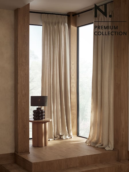 Natural N. Premium Collection 100% Linen Pencil Pleat Lined Curtains (E35753) | €268 - €402