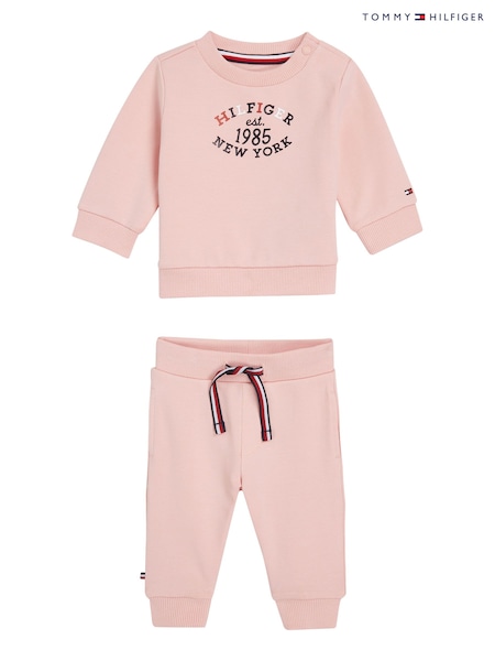 Tommy Hilfiger Pink Pink Monotype Oval Sweatshirt & Joggers Set 2 Piece (E35762) | AED218