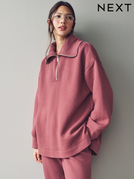 وردي - Textured Half Zip Jumper (E35867) | ‏58 د.إ.‏