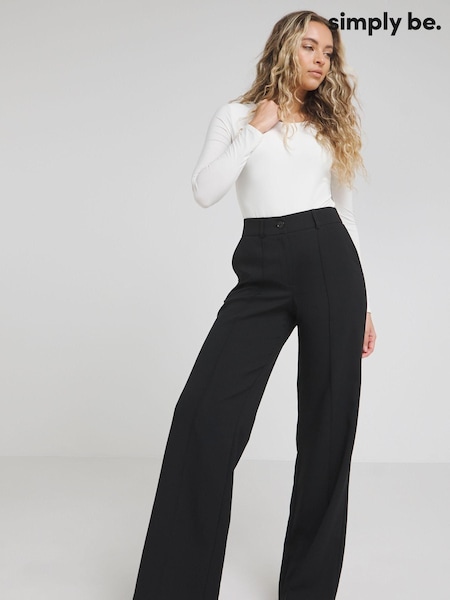 Simply Be Black Wide Leg Workwear Trousers (E35934) | €18