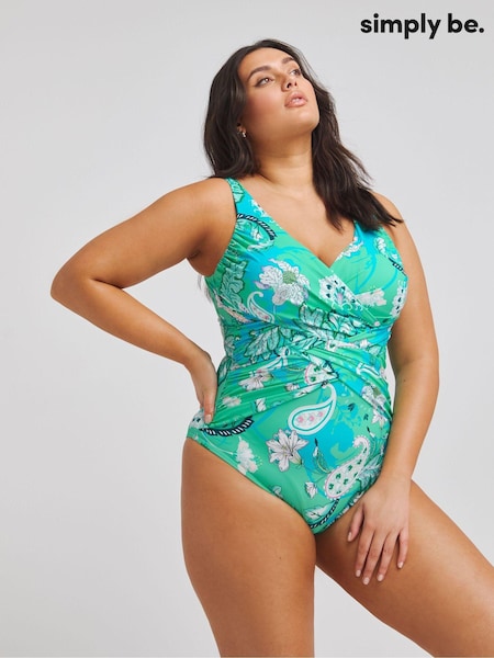 Simply Be Blue Longer Length Magisculpt Illusion Swimsuit (E35935) | €53